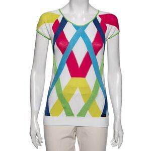 Versace Jeans Couture Multicolor Stripe Cap Sleeves Top M